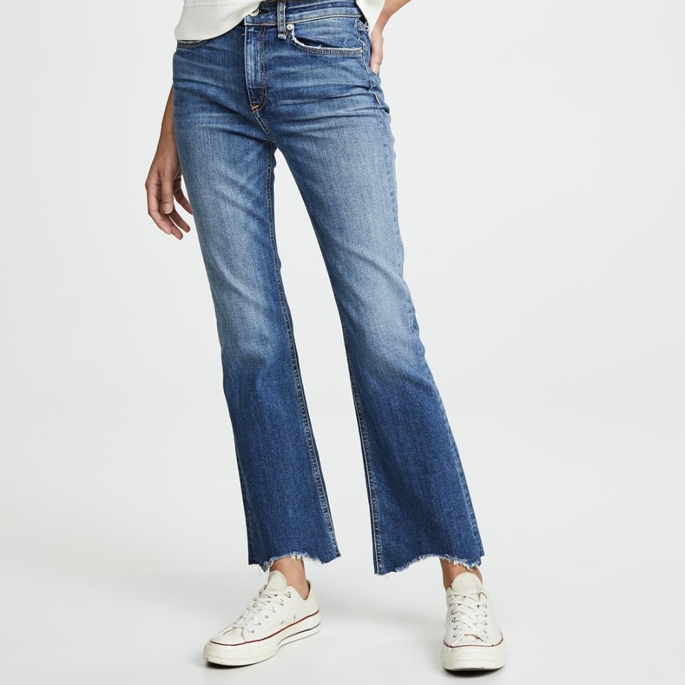 Rag & Bone Nina High-Rise Ankle Flare Chewed Hem